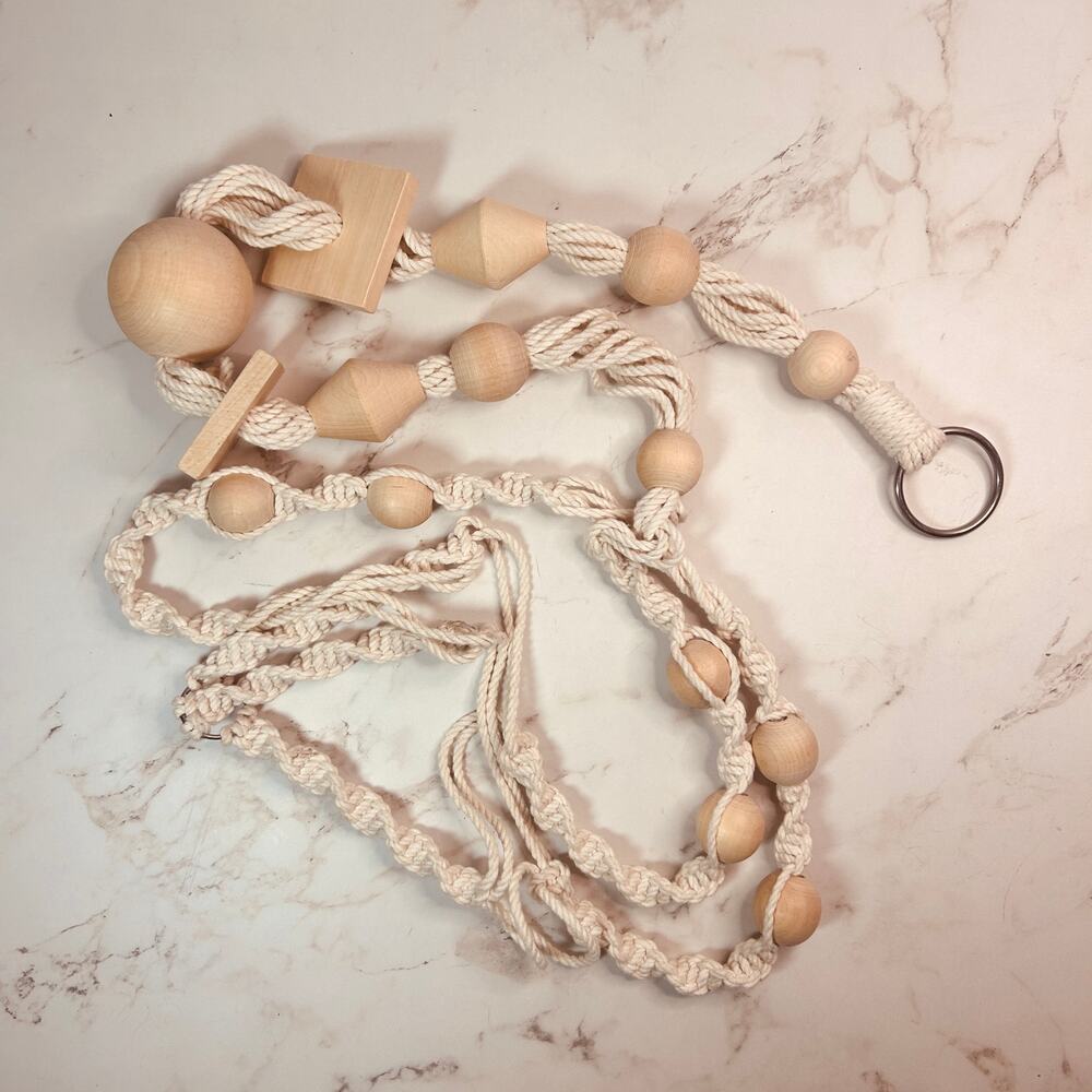 Handmade Macramé Plant Hanger w/ Wooden Beads Boho Hanging Planter 52”